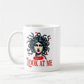 Don't Look At Me Medusa Snake Woman Funny Quote Gi コーヒーマグカップ (左)