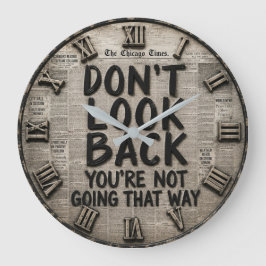 Don't Look Back Inspirational Motivational Succes ラージ壁時計