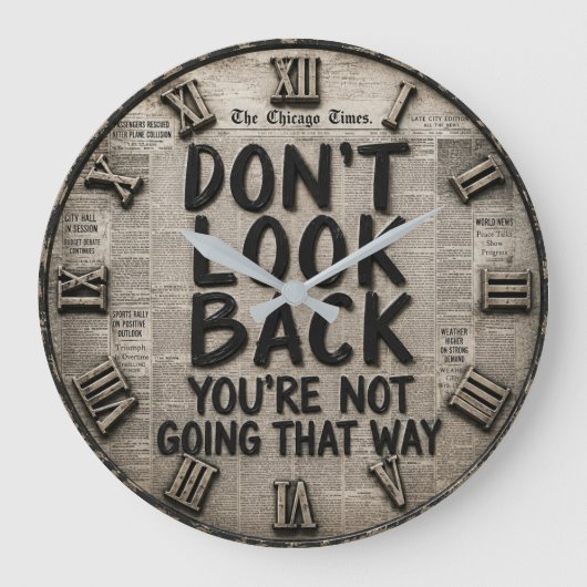 Don't Look Back Inspirational Motivational Succes ラージ壁時計 (正面)