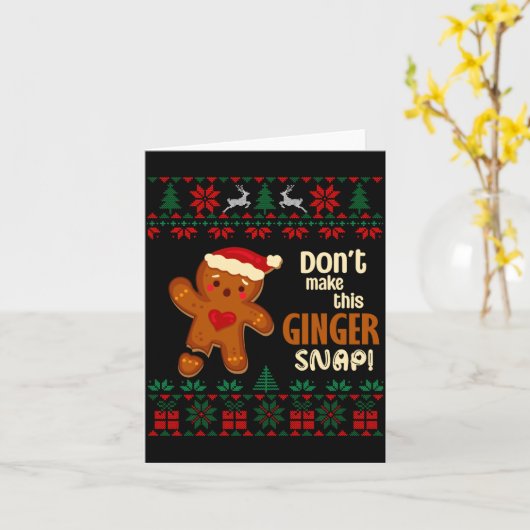 Don't Make This Ginger Snap Redhead Ugly Christmas カード (黄色い花)