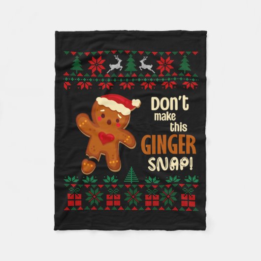 Don't Make This Ginger Snap Redhead Ugly Christmas フリースブランケット (正面)
