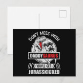 Don't Mess With Daddy Saurus Dinosaur Family Dad ポストカード (正面/裏面)