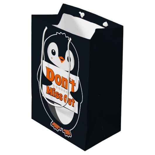 「Don't Miss Out」サインペンギン ミディアムペーパーバッグ (正面アングル)