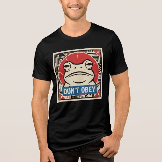 Don't Obey ポートランドのカエル抗議Tri-Blend Tシャツ (正面)