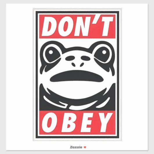 Don't Obey Funny Frog Resist No King USA シール (シート)