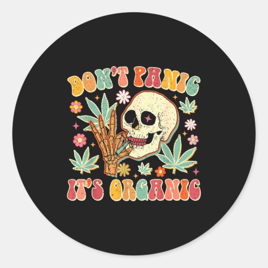Don't Panic It's Organic Weed Skull  ラウンドシール (正面)