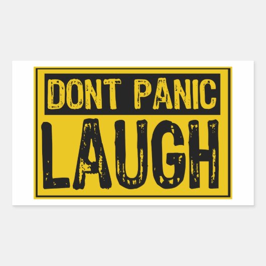 Don't Panic Sign-Laugh-Yellow/Black 長方形シール (正面)