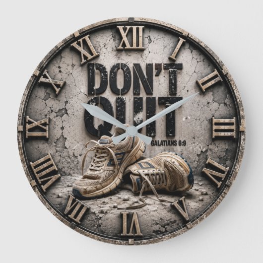 Don't Quit Galatians 6:9 Christian Faith ラージ壁時計 (正面)