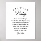 "Don't Say Baby" ベビーシャワー クリップゲーム サイン (正面)