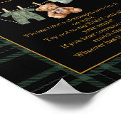 Don't Say Baby Game Sign Green Black Teddy Bear ポスター (角)