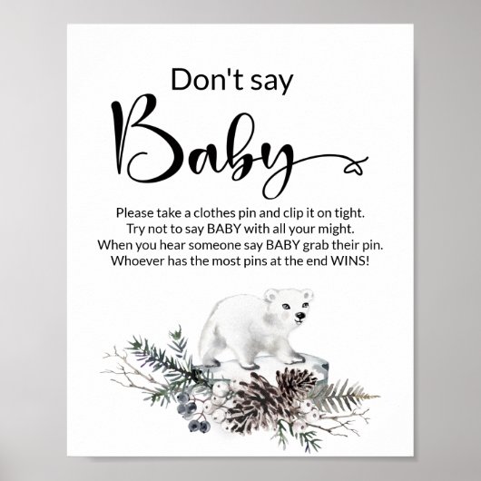  Don't say baby winter baby shower poster. Poster ポスター (正面)