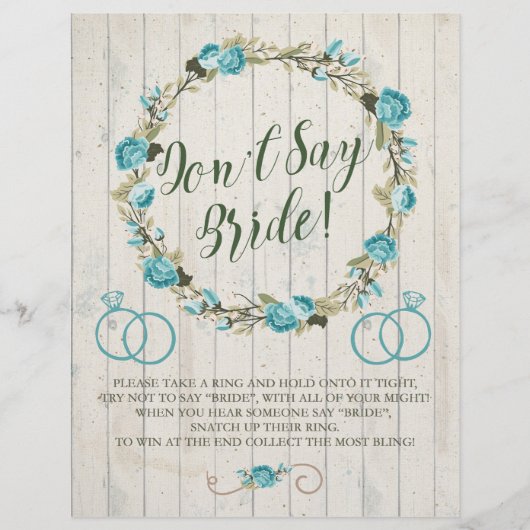 Don't Say Bride! ブライズシャワー ゲーム チラシ (正面)