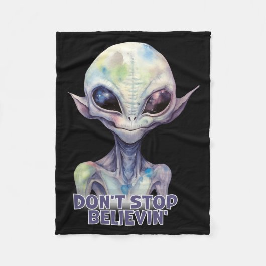 Dont Stop Believin Believe In Aliens フリースブランケット (正面)