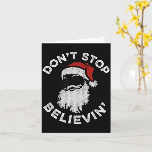Don't Stop Believin' Cool Shades Santa  カード (黄色い花)