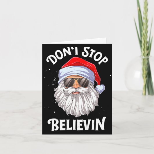 Dont Stop Believin Santa Christmas Boys Kids カード (正面)