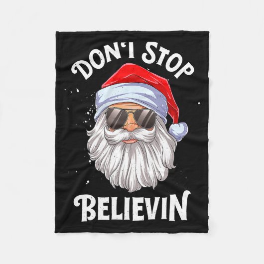 Dont Stop Believin Santa Christmas Boys Kids  フリースブランケット (正面)