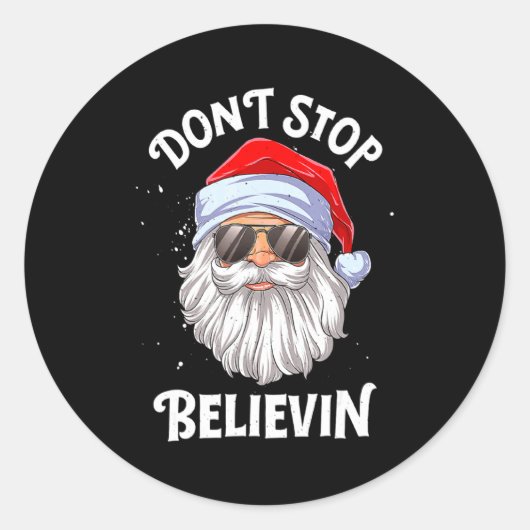 Dont Stop Believin Santa Christmas Boys Kids _1  ラウンドシール (正面)