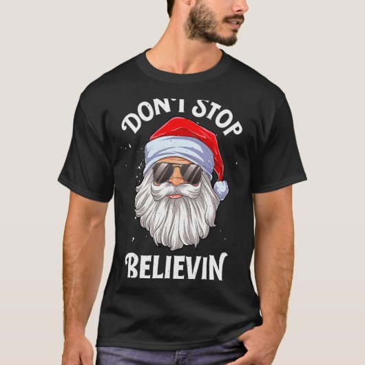 Dont Stop Believin Santa Christmas Boys Kids  Tシャツ (正面)