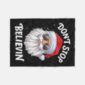 Dont Stop Believin Santa Funny Christmas フリースブランケット (正面(横))