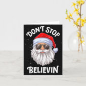 Dont Stop Believin Santa Funny Christmas Boys Kid  カード (黄色い花)