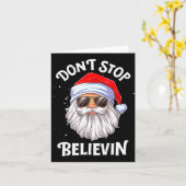 Dont Stop Believin Santa Funny Christmas Boys Kid カード (黄色い花)
