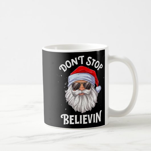 Dont Stop Believin Santa Funny Christmas Boys Kid  コーヒーマグカップ (右)