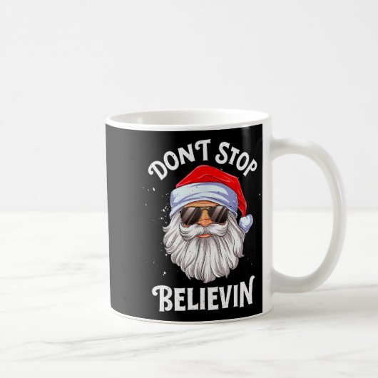 Dont Stop Believin Santa Funny Christmas Boys Kid  コーヒーマグカップ (右)