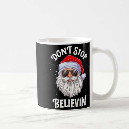 Dont Stop Believin Santa Funny Christmas Boys Kid  コーヒーマグカップ (右)