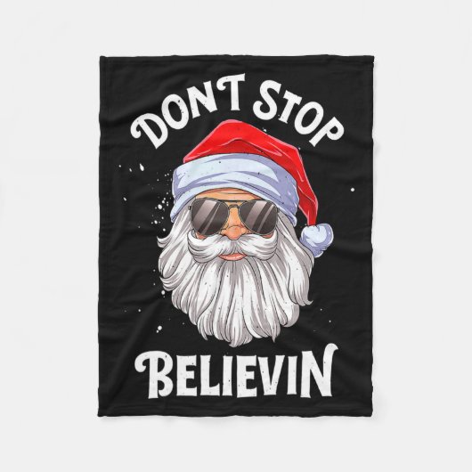 Dont Stop Believin Santa Funny Christmas Boys Kid  フリースブランケット (正面)