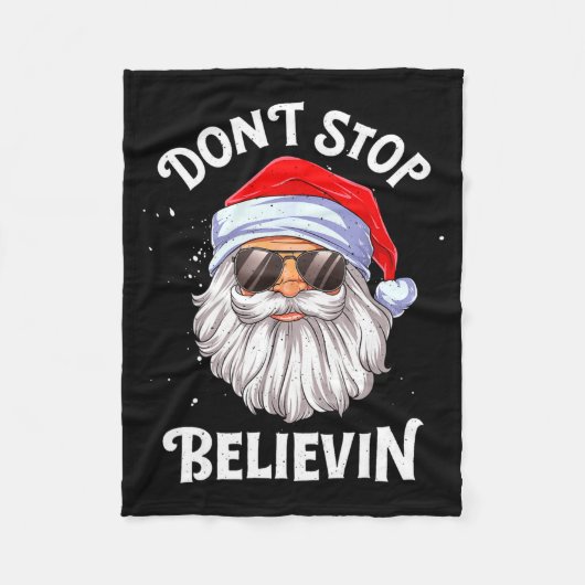 Dont Stop Believin Santa Funny Christmas Boys Kid  フリースブランケット (正面)