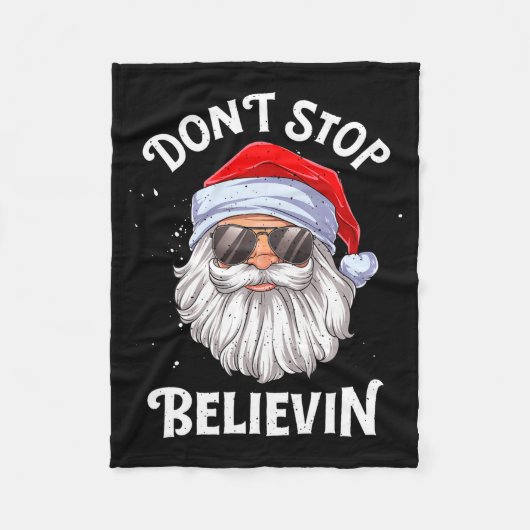 Dont Stop Believin Santa Funny Christmas Boys Kid  フリースブランケット (正面)