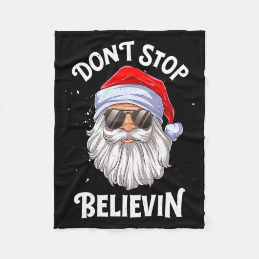 Dont Stop Believin Santa Funny Christmas Boys Kid  フリースブランケット (正面)