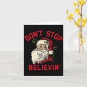 Don't Stop Believing, Funny Santa, Winter Christma カード (黄色い花)