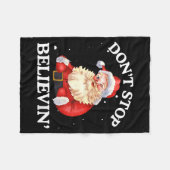 Don't Stop Believing Santa Funny Santa Claus Face フリースブランケット (正面(横))