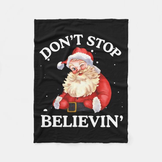 Don't Stop Believing Santa Funny Santa Claus Face  フリースブランケット (正面)