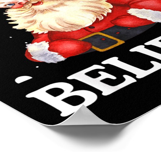 Don't Stop Believing Santa Funny Santa Claus Face  ポスター (角)