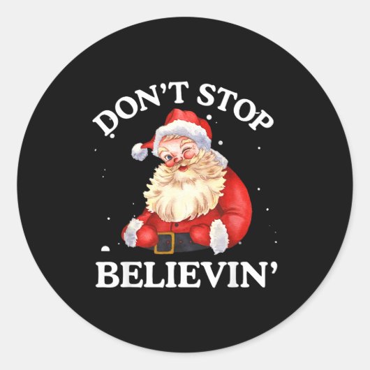 Don't Stop Believing Santa Funny Santa Claus Face ラウンドシール (正面)