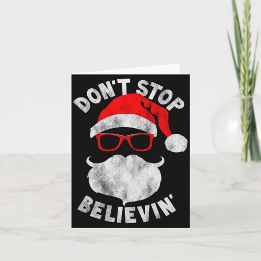 Don't Stop Believing Shades Santa Christmas Tee Lo カード (正面)
