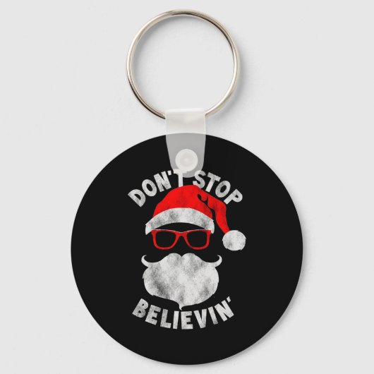 Don't Stop Believing Shades Santa Christmas Tee Lo キーホルダー (正面)