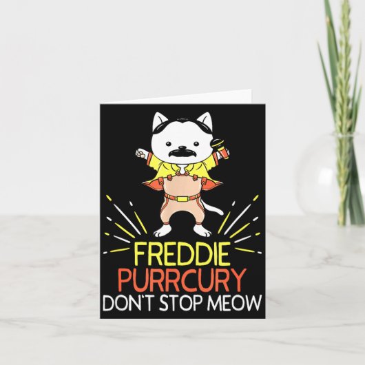 Don't Stop Meow Die Purrcury Funny Cat Music Pun G カード (正面)