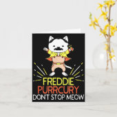 Don't Stop Meow Die Purrcury Funny Cat Music Pun G カード (黄色い花)