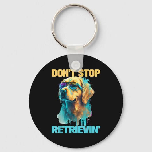 Don't Stop Retrievin - Retro Golden Retriever Dog  キーホルダー (正面)