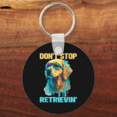 Don't Stop Retrievin - Retro Golden Retriever Dog  キーホルダー (正面)