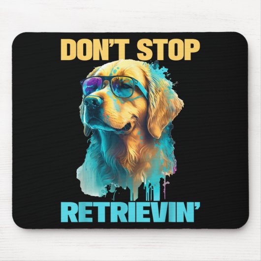 Don't Stop Retrievin - Retro Golden Retriever Dog マウスパッド (正面)