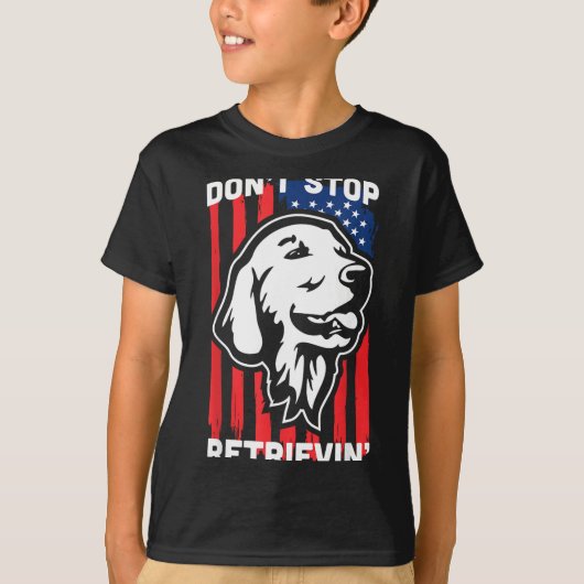 Don't Stop Retrieving Shirt American Flag Golden R Tシャツ (正面)