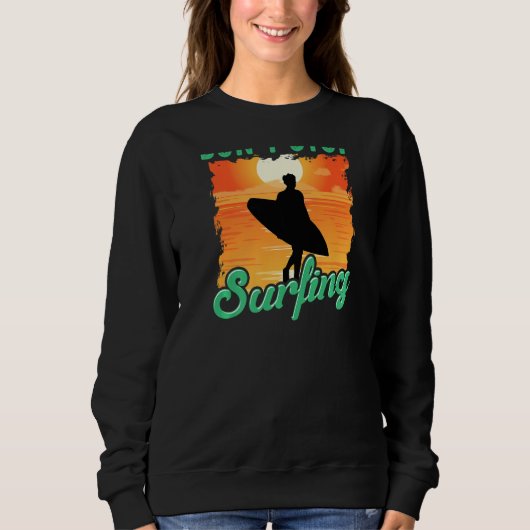 Don't Stop Surfing Surfer Back Print スウェットシャツ (正面)