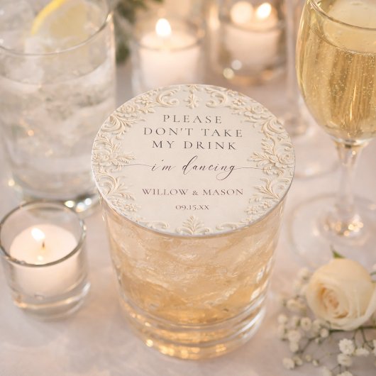 Don't Take My Drink I'm Dancing Baroque Wedding ラウンドペーパーコースター