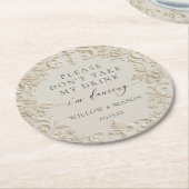 Don't Take My Drink I'm Dancing Baroque Wedding ラウンドペーパーコースター (アングル)