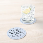 Don't Take My Drink Solid Blue Wedding ラウンドペーパーコースター (インサイチュ)