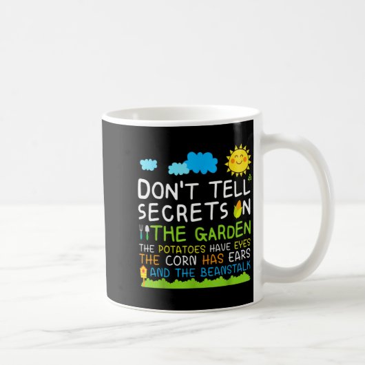 Don't Tell Secret In The Garden Funny Gardener コーヒーマグカップ (右)